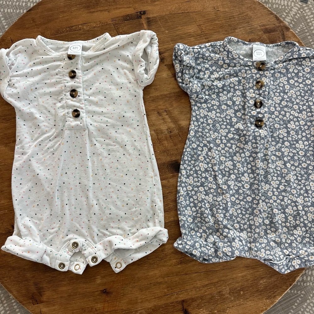 Lou Lou & Company White and Blue Floral Bodysuits